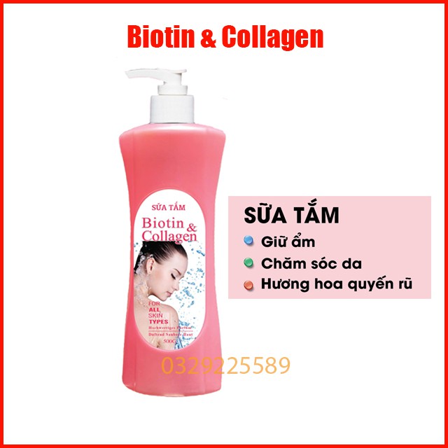 Sữa Tắm Dưỡng Da Biotin &amp; Collagen Hương Thơm Quyến Rũ 500ml