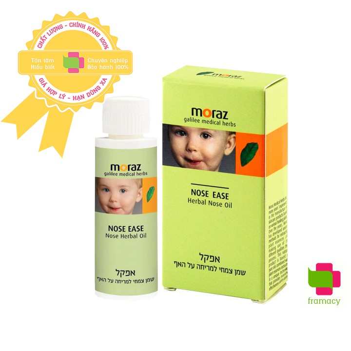 Tinh dầu Moraz Nose Ease, Israel (10ml) giảm sổ mũi, nghẹt mũi cho trẻ từ 1 tuổi