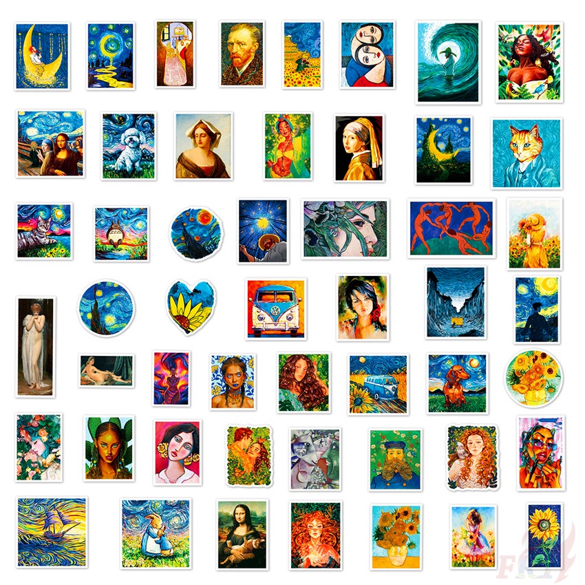 ❉ KUSO Funny Famous Oil Painting Series 01 Funny Art Gallery Stickers ❉ 50Pcs/Set DIY Fashion Luggage Laptop Skateboard Doodle Stickers