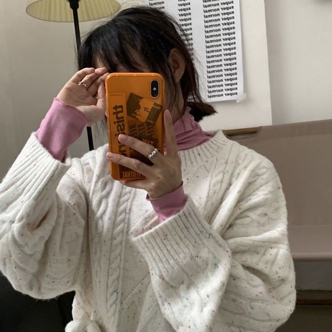 Áo Sweater Dệt Kim Dáng Rộng Thời Trang Thu Đông Cho Nữ 2021