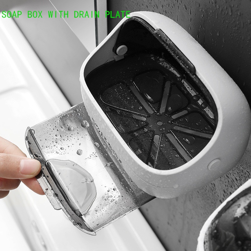 Hộp đựng xà phòng bằng nhựa trong suốt có rãnh thoát nước tiết kiệm không gian sáng tạo tiện dụng cho phòng tắm