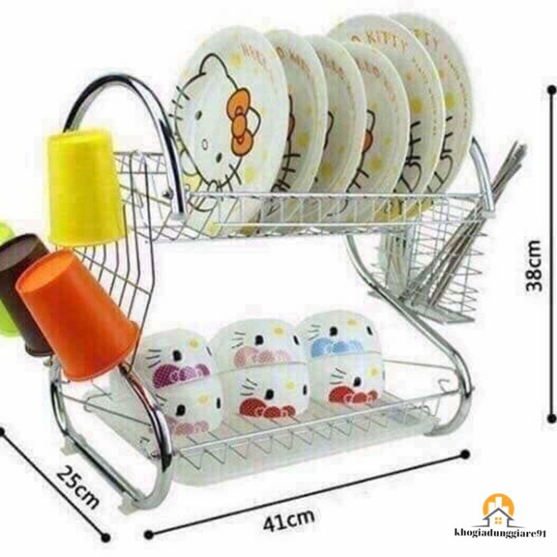 Giá úp bát INOX 2 tầng có khay hứng nước CAM KẾT HÀNG L1 DÀY DẶN