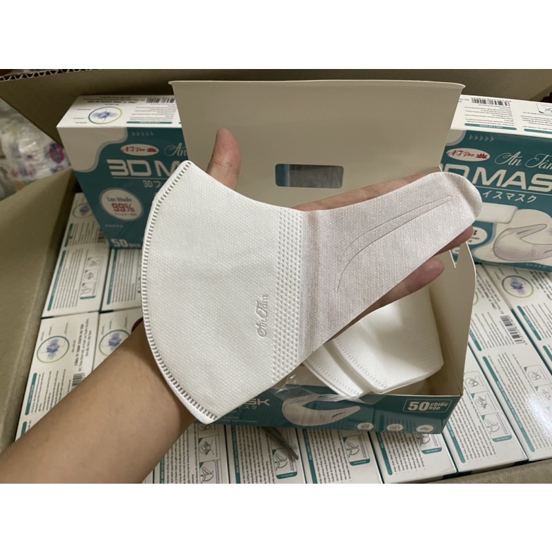Khẩu trang 3D An Tâm, queen mask màu trắng hộp 50 chiếc