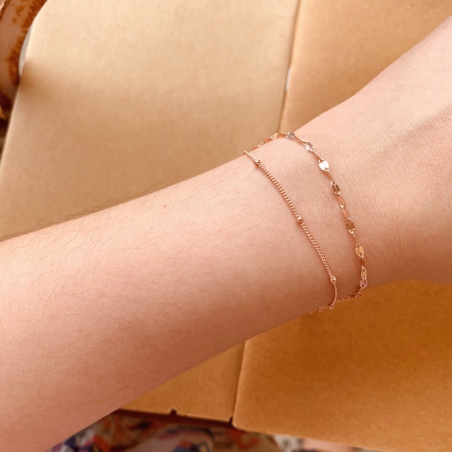 Vòng tay bạc 925 SUMMERY dây đôi 2 tầng lắc tay S925 mạ vàng hồng