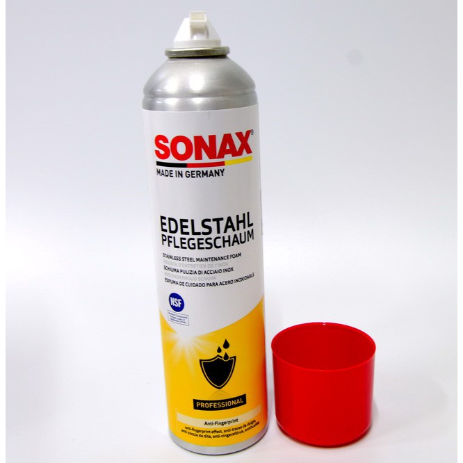 SONAX - Làm Sạch Bề Mặt Thép/ Chrome/ Đồng/ Thau/ Aluminuim (Sonax EDELSTAHL PFLEGESCHAUM  400ml) [Hàng Đức Chính Hãng]