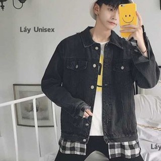 áo khoác jean nam màu đen nhám