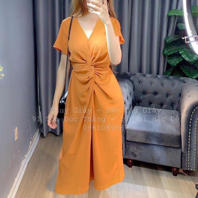 Đầm thun xoắn eo