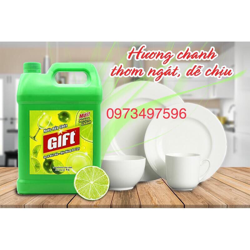 [Mới] Nước Rửa Chén Bát Gift Trà Chanh Can 4kg Siêu To