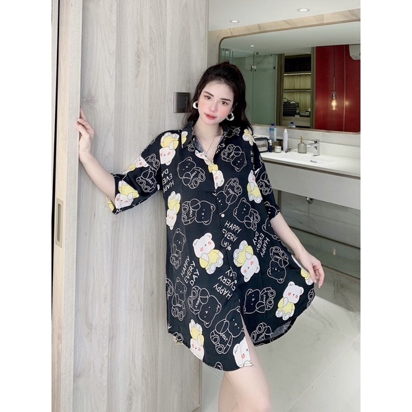 Đầm ngủ sơmi lụa Mango