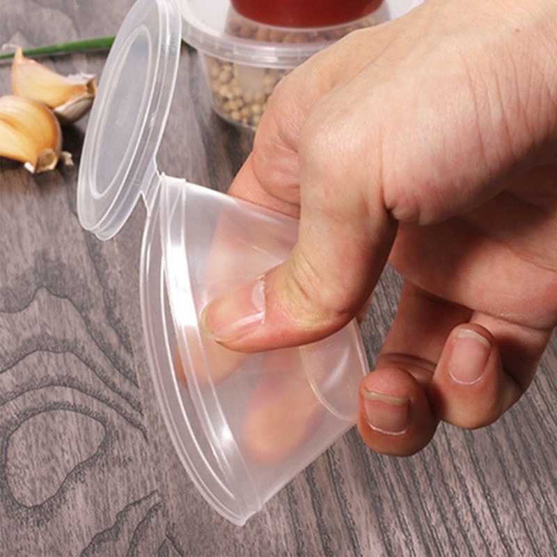 Bộ 10 Hộp Nhựa Tròn Trong Suốt Đựng Gia Vị Dùng Một Lần Có Nắp Đậy Tiện Dụng