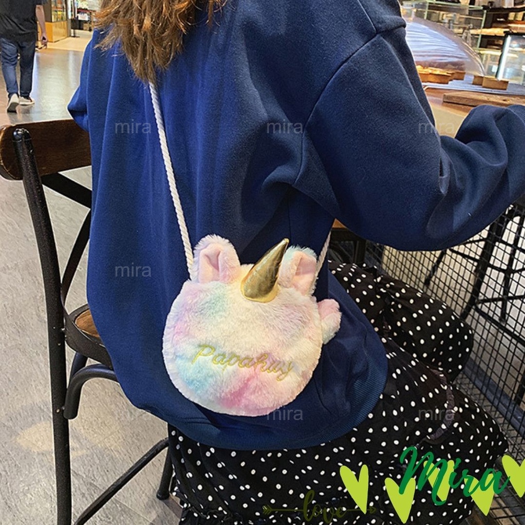 Túi Đeo Chéo Kỳ Lân Phủ Lông Papahug Dễ Thương Sang Trọng Phong Cách Phương Tây MIRA-TV5006