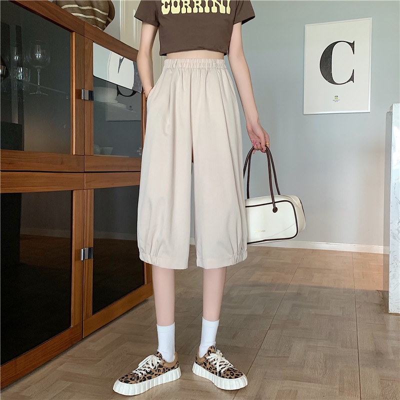 SUXI Mới Quần ngắn ống rộng Lưng Cao Phong Cách Hàn Quốc Dành Cho Nữ