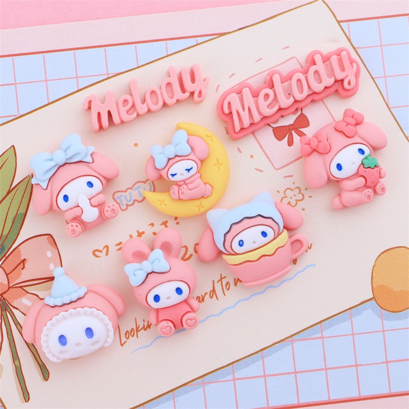 Charm (C579) slime/ Dụng Cụ Charm Trang Trí [Ko Keo &amp; Nút] Hình Bé Thỏ Hồng Nhiều Kiểu Dáng