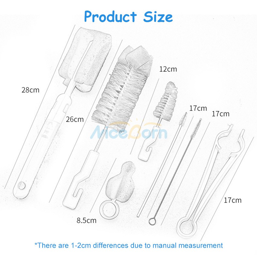 Bộ 7 Dụng Cụ Vệ Sinh Bình Sữa Em Bé