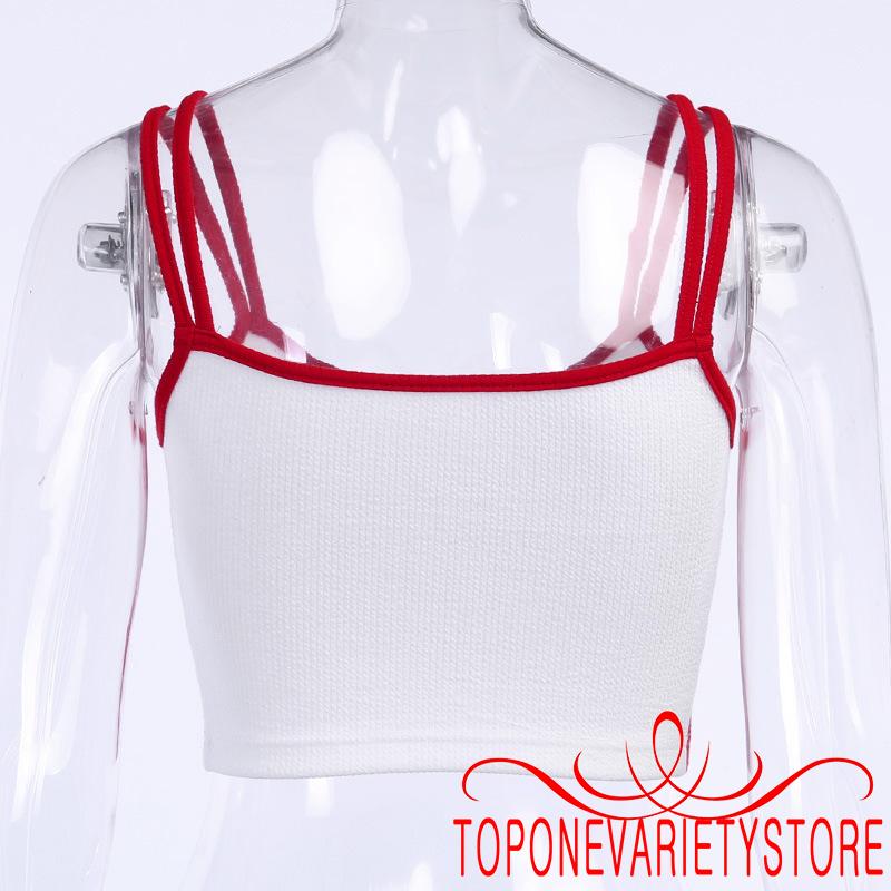 Áo Lửng Hai Dây Thêu Chữ Thời Trang Cho Nữ