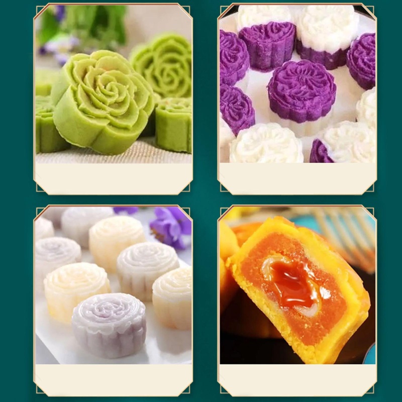 Bộ Khuôn Đóng Dấu Làm Bánh Trung Thu 100g Với 4 Họa Tiết Khác Nhau