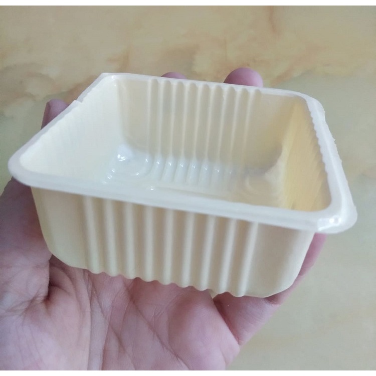 Khay đựng bánh trung thu 100 gram màu vàng kem - lốc 100 cái - Loại dày