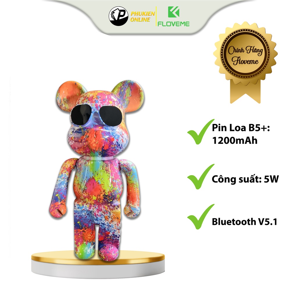 Loa Bluetooth Gấu BearBrick Hot Trend - Âm Đỉnh, Màu Sắc Sang Chảnh - Bảo Hành 6 Tháng