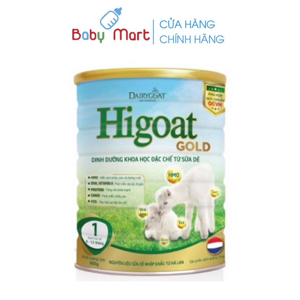 Sữa Dê Higoat GOLD Số 1 Cho Bé 0-12 Tháng Hộp 800g