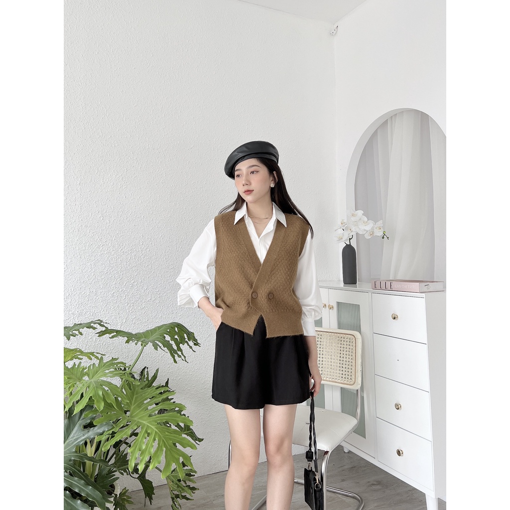 ÁO GILE LEN 2 KHUY CÀI NÂU ĐEN