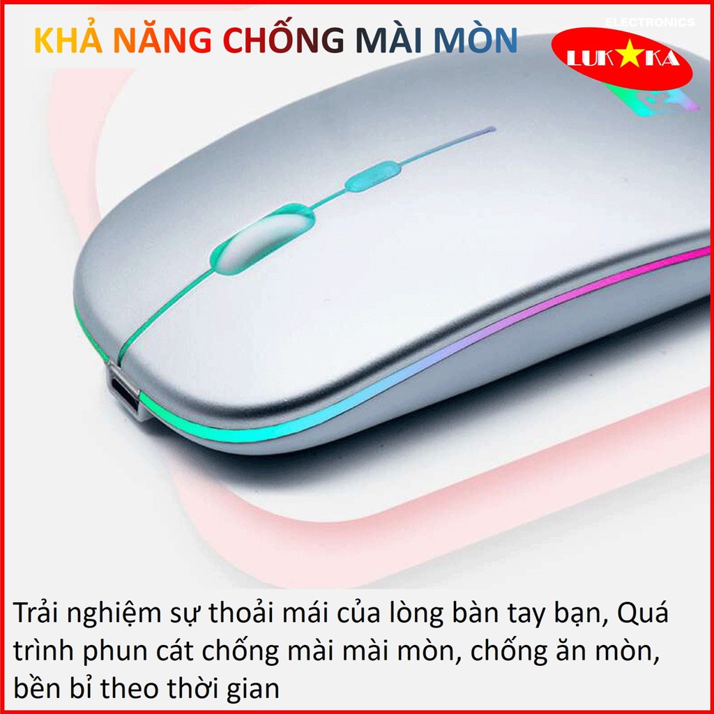 Chuột không dây 2.4G Wireless R8 Pin sạc LED viền đa sắc màu, Dòng sản phẩm cao cấp được BH 6 THÁNG