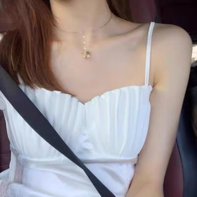 JANE'S Đầm tiểu thư trắng dáng ôm dài gấp nếp sang trọng T153 5 ảnh feelback cuối