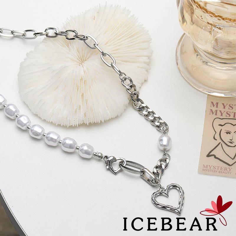 Vòng cổ hợp kim mặt hình trái tim đính ngọc trai giả thời trang đơn giản cho nữ