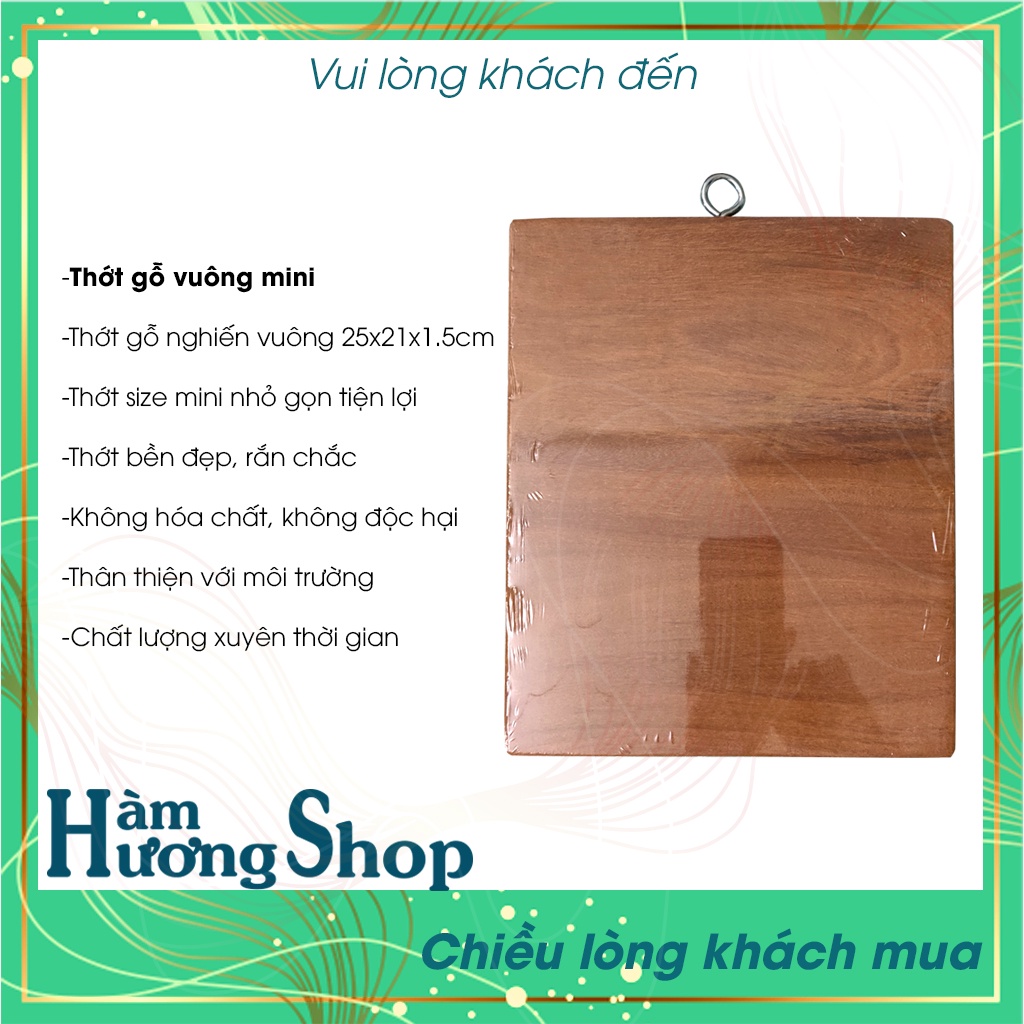 Thớt Gỗ Vuông 25x20cm kháng khuẩn -  nhỏ gọn - tiện lợi