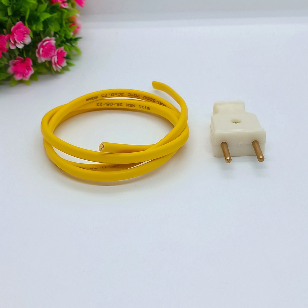 Dây nguồn, 1m dây điện 0.75 2 lớp cách điện LION VCmoloại tốt, phíc cắm âm dương , phíc nối đơn loại tốt