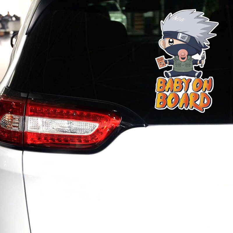 Miếng Dán Trang Trí Xe Hơi Hình Baby on Board Naruto Kakashi Vui Nhộn