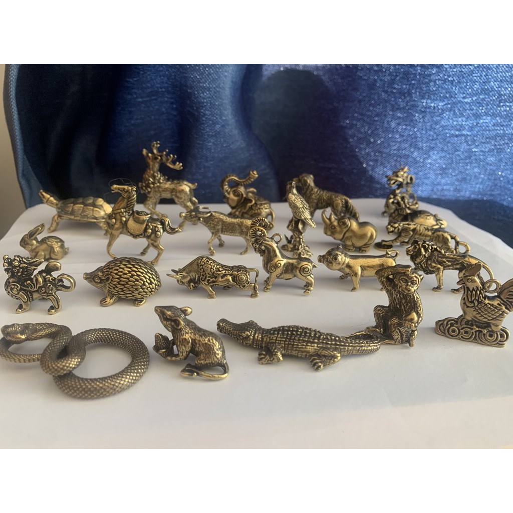 Tượng đồng phong thủy 🎁FREESHIP🎁  Linh vật bằng đồng -Tượng đồng 12 con giáp trang trí tiểu cảnh, để bàn