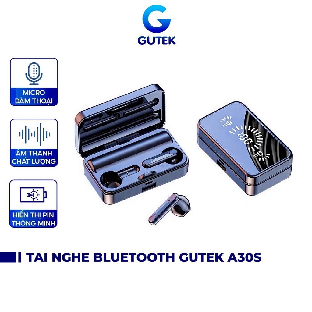 Tai Nghe Bluetooth Không Dây Nhét Tai Chống Ồn Có Mic Đàm Thoại Âm Thanh Hifi Chất Lượng – Gutek A30S