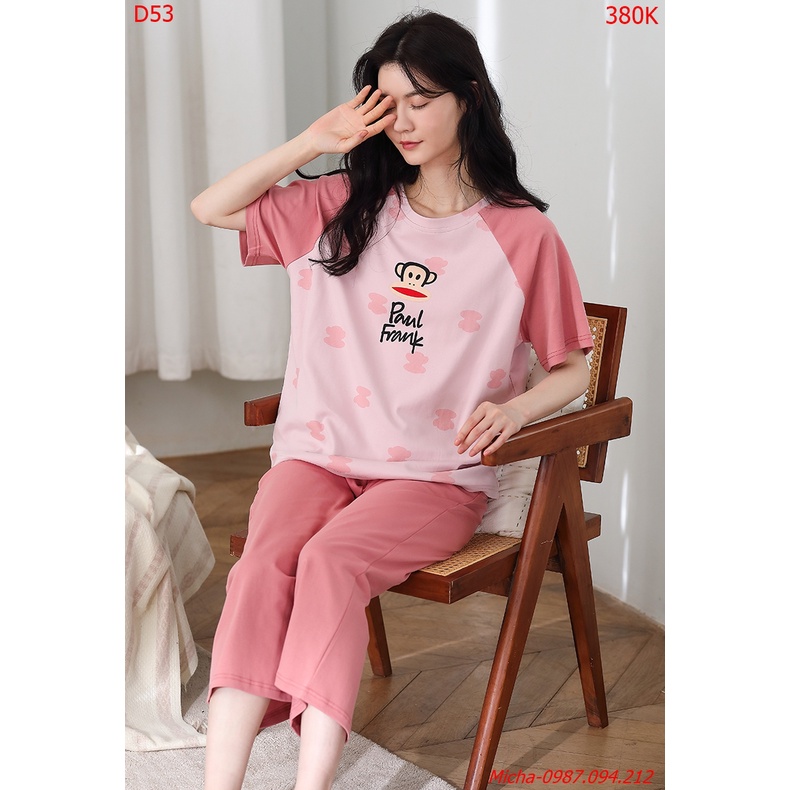 [Mã SKAMLTSTA5 giảm 10% đơn 100K] Bộ măc nhà nữ dáng quần lỡ Paul Frank màu hồng (có hình in sau lưng) - Micha D53