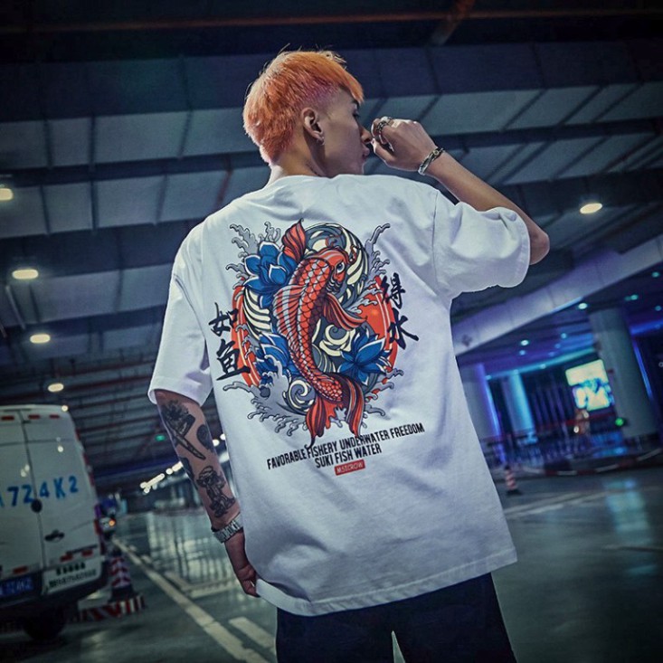 ÁO THUN, ÁO PHÔNG TAY LỠ UNISEX CÁ CHÉP M18 KL SHOP DVSHOP