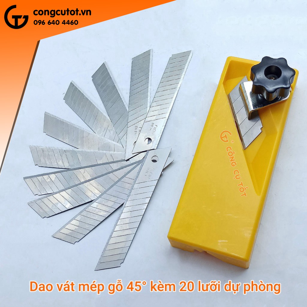 Dao bào cạnh gỗ - gọt vát mép gỗ 45 độ tặng kèm 20 lưỡi dự phòng