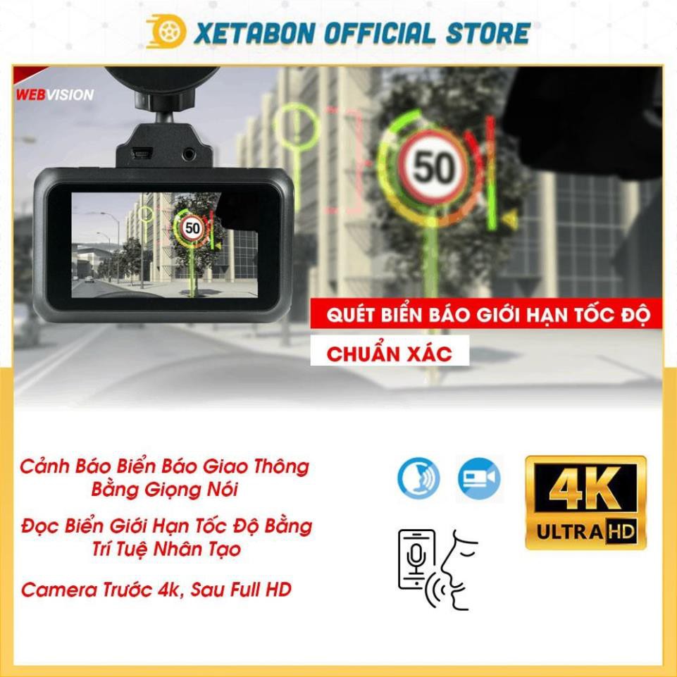 CAMERA WEBVISION A38 Cảnh Báo Biển Báo Giao Thông Bằng Giọng Nói, Đọc Biển Cảnh Báo Giới Hạn Tốc Độ, Độ Phân Giải 4k