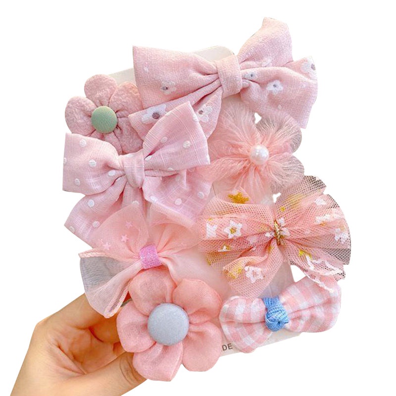 Set 8 Kẹp Tóc Nơ Dễ Thương Cho Bé Gái