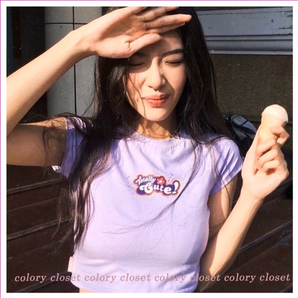 Áo croptop cute basic, áo thun croptop nữ chất thun mát mịn - Colory shop