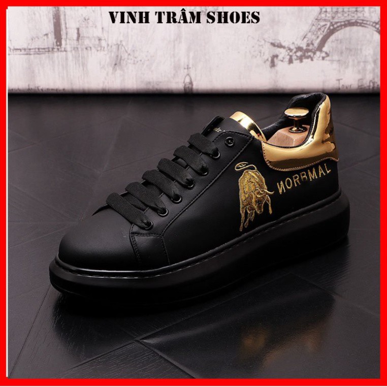 Giày thể thao nam sneaker đế cao 5 cm hai màu trắng đen , hàng sẵn kho 38 -43