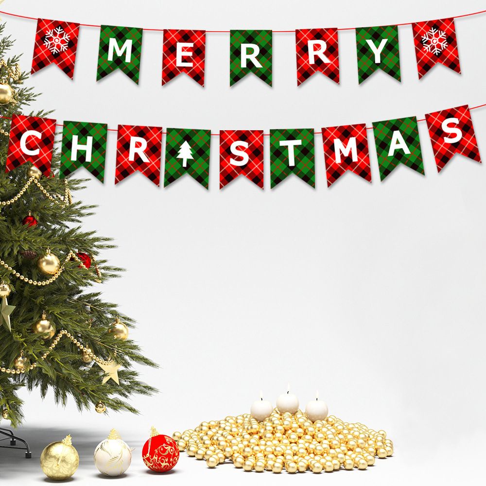 Dây cờ giấy treo trang trí Giáng Sinh hình người tuyết tuần lộc và ông già Noel độc đáo