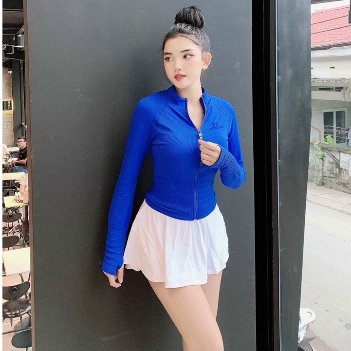 Áo Khoác Nữ Tập Gym Yoga Thể Thao Kiểu Dáng Crop Khóa Kéo Hàng Dệt Kim Nhập Khẩu Loại 1 Bin Sports A196