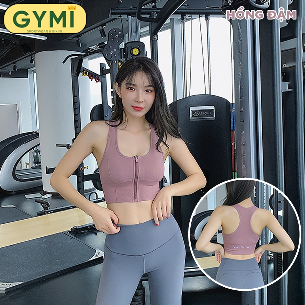 Áo bra tập gym yoga nữ khoá kéo trước Misshine AL14 dáng thể thao chất dệt co giãn nâng đỡ ngực GYMI