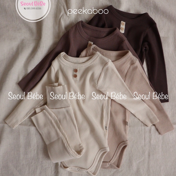 Bộ bodysuit gân mỏng OLIVER cho bé 5-12kg hãng Peekaboo thu đông 2022