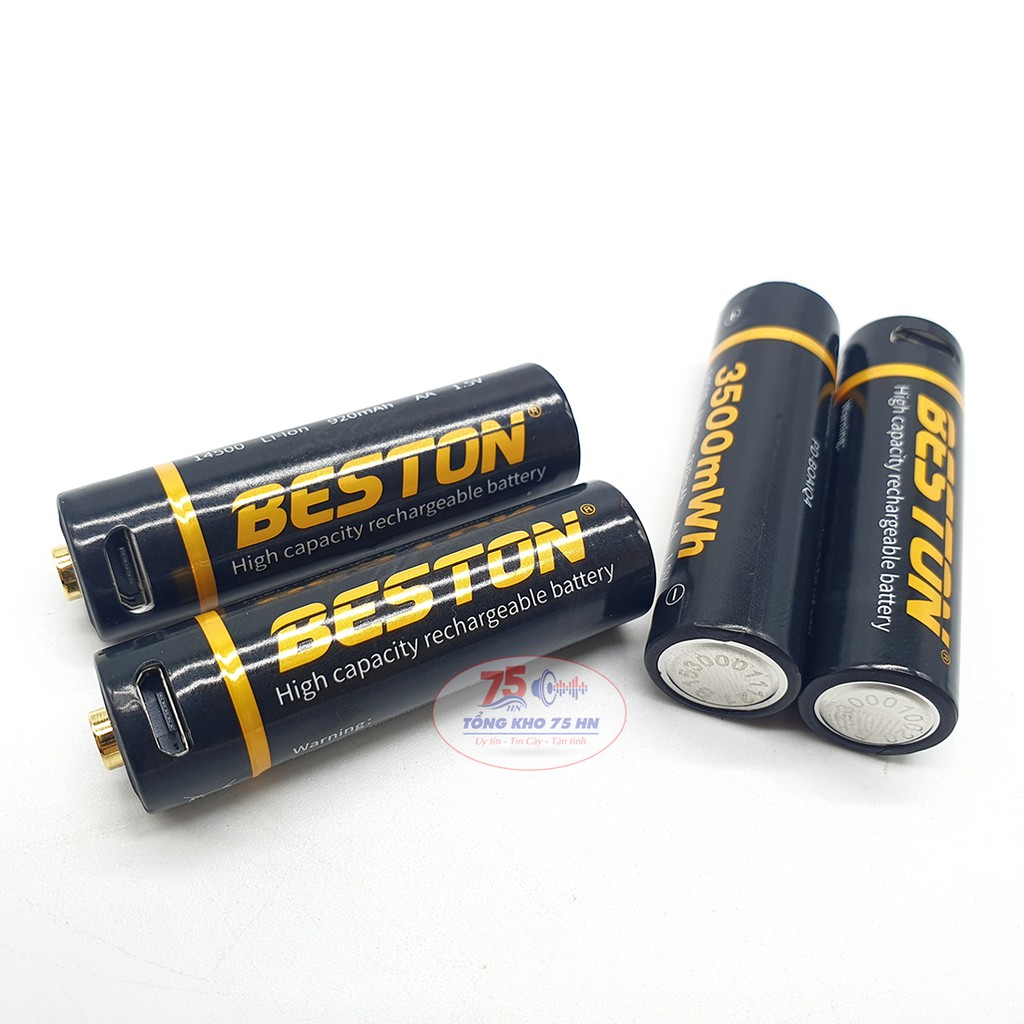 Pin sạc AA 1.5V cao cấp Beston Lithium 3500mWh có cổng sạc Micro USB - Tặng kèm dây sạc
