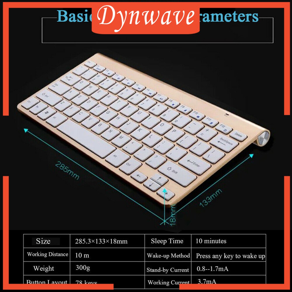 [DYNWAVE] Wireless Optical Keyboard Mouse Set w/ USB Receiver Combo Set 2.4G for MacBook