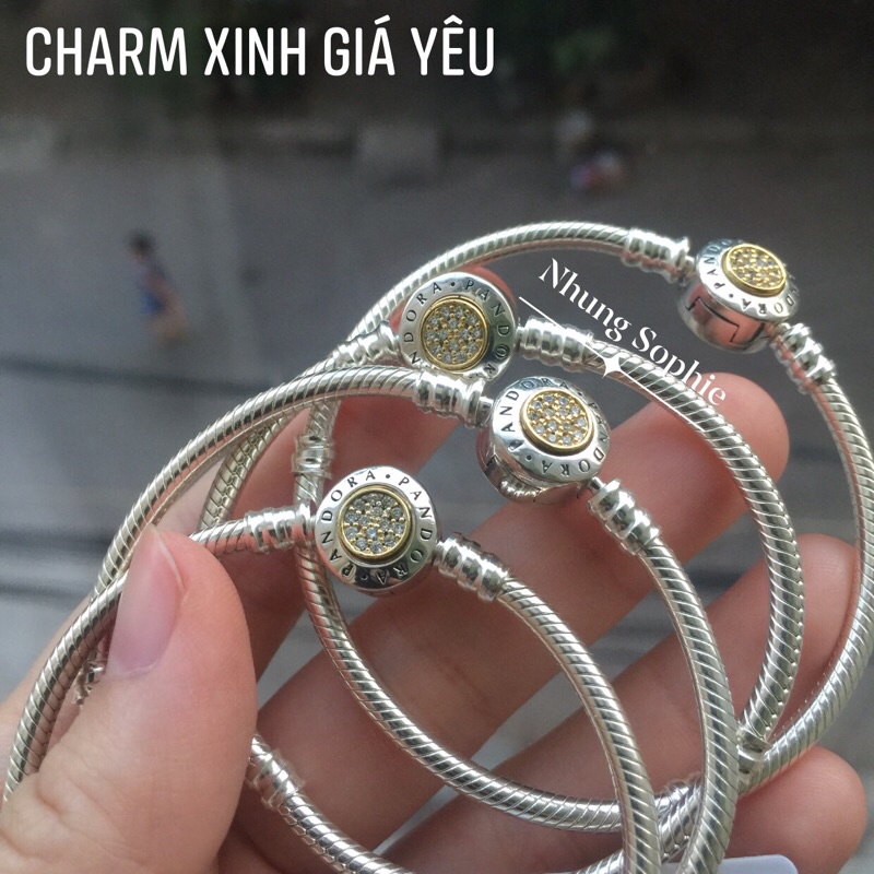 Vòng tay cơ bản chốt 2tone bằng bạc S925 nhungsophie size 16-21cm