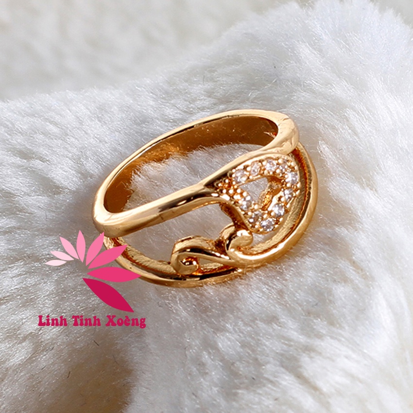 Nhẫn titan mạ vàng đính đá mẫu 03