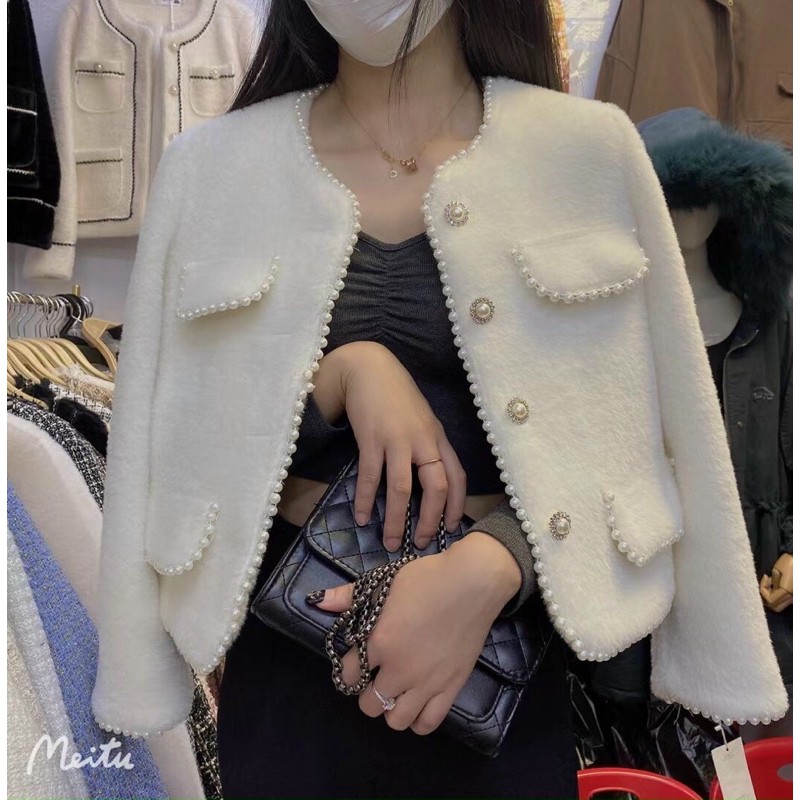 áo khoác dạ lông viền ngọc hàng SĐ mã 699 (sẵn) | BigBuy360 - bigbuy360.vn