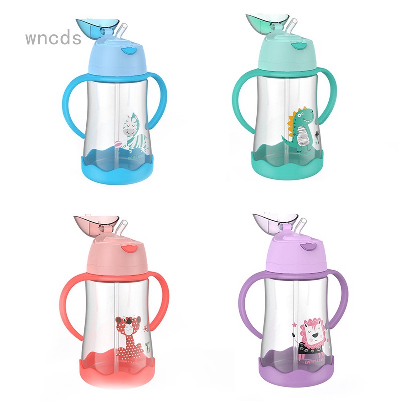 Bình uống nước cho bé dung tích 400ml có ống hút và tay cầm dễ thương tùy chọn màu sắc