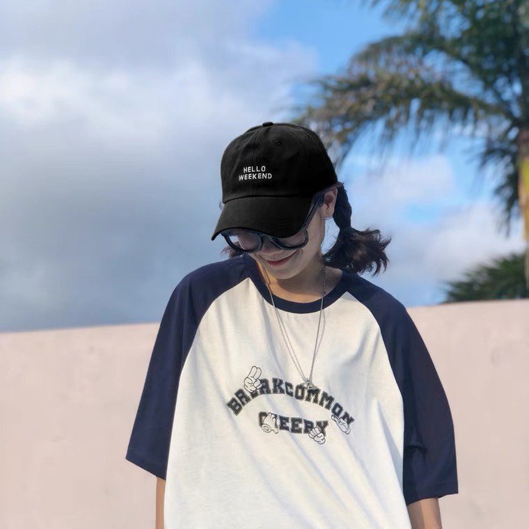 Mũ lưỡi trai nam nữ họa tiết thêu chữ Hello Weekend Nón kết phong cách Ulzzang form unisex nam nữ